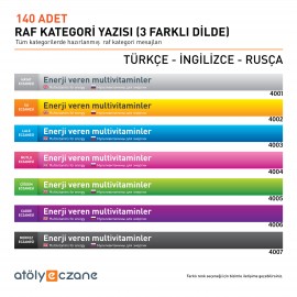 Raf kategori yazıları - Türkçe - İngilizce - Rusça - 140 ADET
