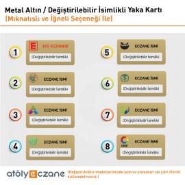 Metal Altın Renkli Değiştirilebilir İsimlikli Yaka Kartı  (Dikdörtgen)