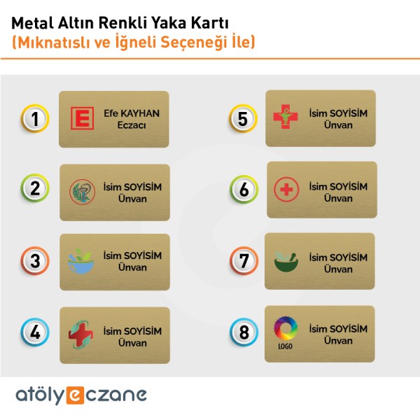Metal Altın Renkli Yaka Kartı (Dikdörtgen)