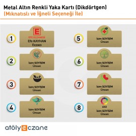 Metal Altın Renkli Yaka Kartı (Dikdörtgen -2)