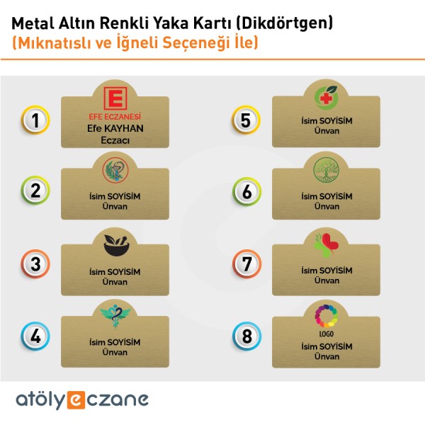 Metal Altın Renkli Yaka Kartı (Dikdörtgen -2)