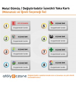 Metal Gümüş Renkli Değiştirilebilir İsimlikli Yaka Kartı (Dikdörtgen)