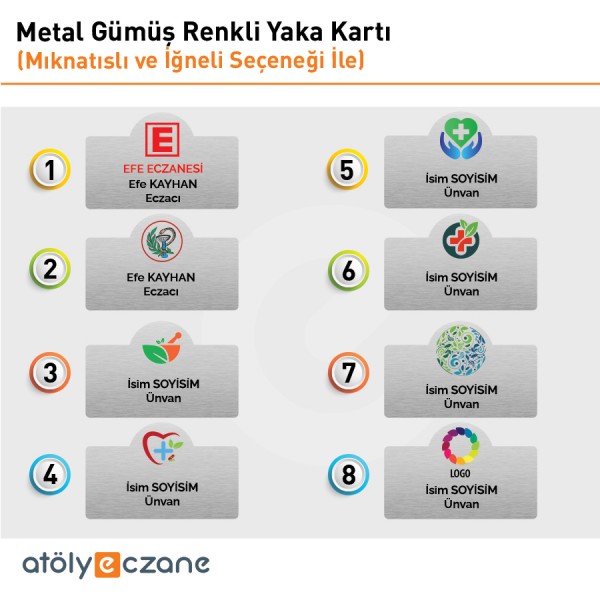 Metal Gümüş Renkli Yaka Kartı (Dikdörtgen -2)